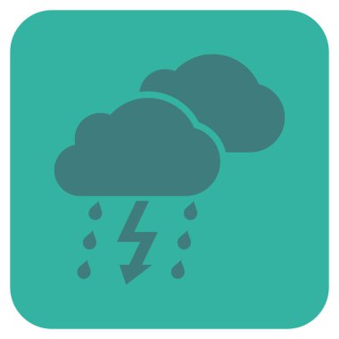 Fırtına bulutları düz kare vektör simgesi