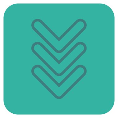 İşaretçi aşağı düz kare vektör simge üçlü