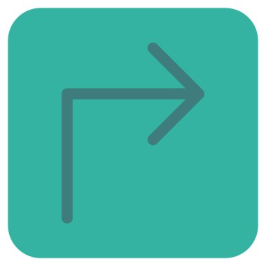 Vektör simge düz kare sağa dönün