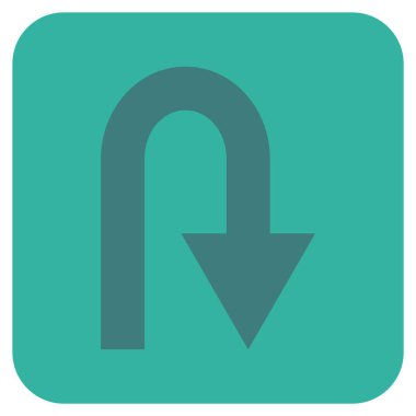 U dönüş düz kare vektör simgesi