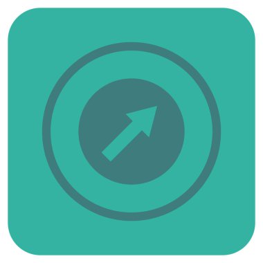 Yukarı sağ yuvarlak ok düz kare vektör simgesi