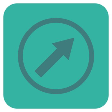 Yukarı sağ yuvarlak ok düz kare vektör simgesi