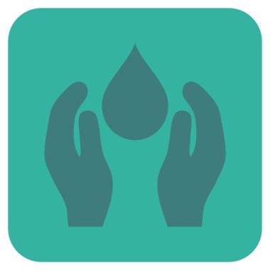 Su bakımı düz kare vektör simgesi