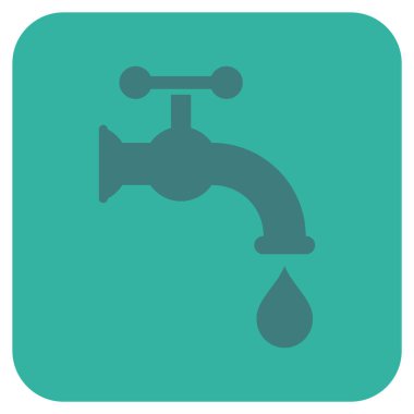 Su musluk düz kare vektör simgesi