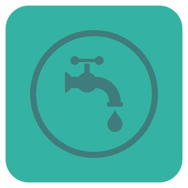 Su musluk düz kare vektör simgesi