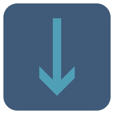 Düz aşağı ok vektör simgesi kare