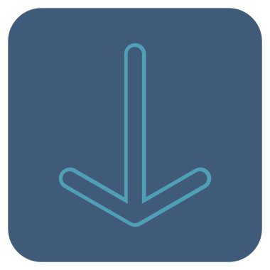 Düz aşağı ok vektör simgesi kare