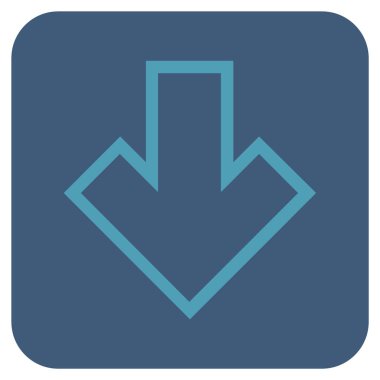 Düz aşağı ok vektör simgesi kare