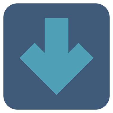 Düz aşağı ok vektör simgesi kare