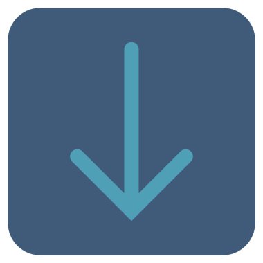 Düz aşağı ok vektör simgesi kare