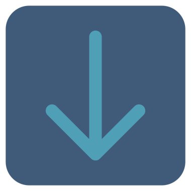 Düz aşağı ok vektör simgesi kare