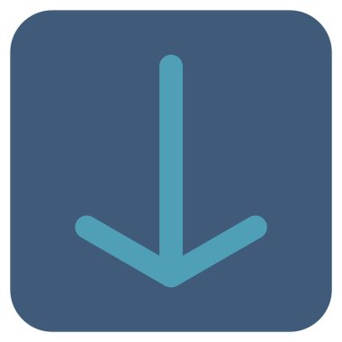 Düz aşağı ok vektör simgesi kare