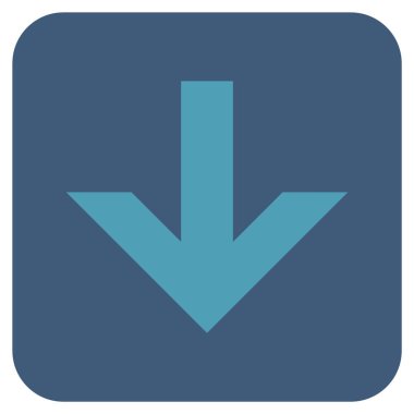 Düz aşağı ok vektör simgesi kare