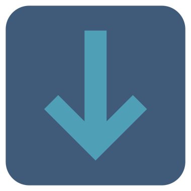 Düz aşağı ok vektör simgesi kare