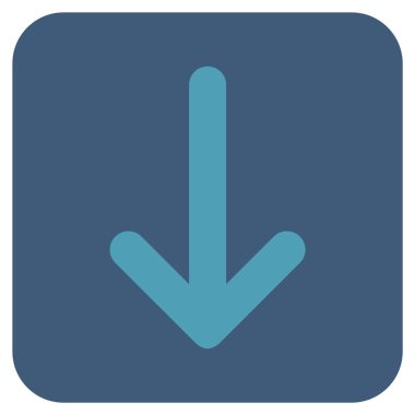 Düz aşağı ok vektör simgesi kare