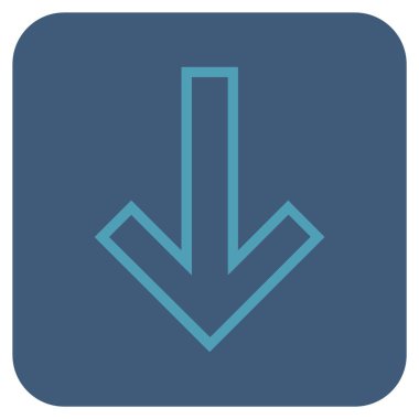 Düz aşağı ok vektör simgesi kare