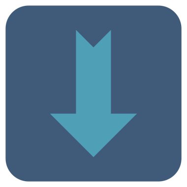 Düz aşağı ok vektör simgesi kare