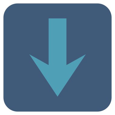 Düz aşağı ok vektör simgesi kare