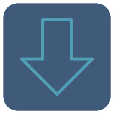 Düz aşağı ok vektör simgesi kare