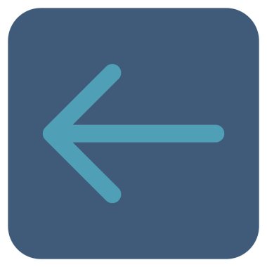 Düz sol ok vektör simgesi kare