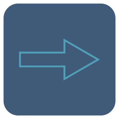 Ok sağ düz vektör simgesi kare