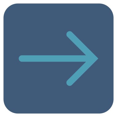 Ok sağ düz vektör simgesi kare