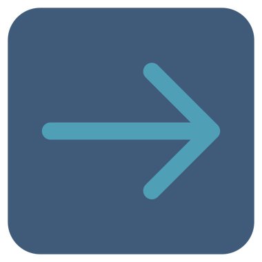 Ok sağ düz vektör simgesi kare