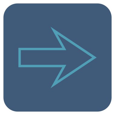 Ok sağ düz vektör simgesi kare