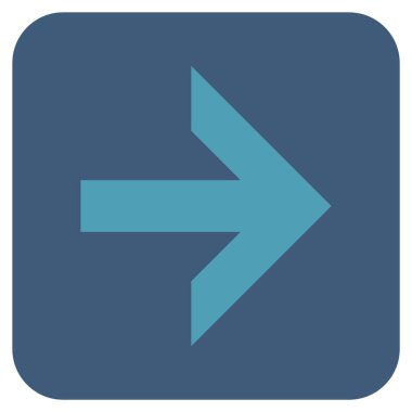 Ok sağ düz vektör simgesi kare