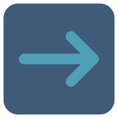 Ok sağ düz vektör simgesi kare