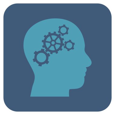 Beyin vites düz kare vektör simgesi