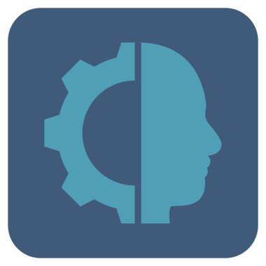 Cyborg vites düz kare vektör simgesi