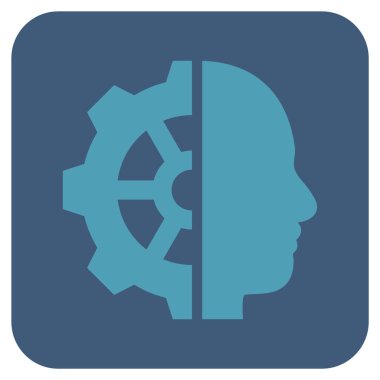 Cyborg vites düz kare vektör simgesi