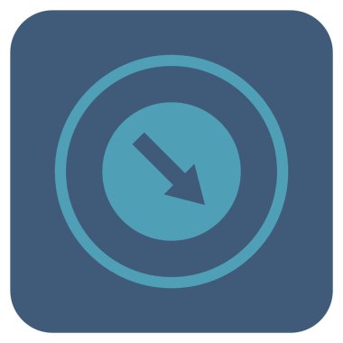 Aşağı doğru yuvarlak ok düz kare vektör simgesi