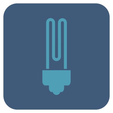 Floresan ampul düz kare vektör simgesi