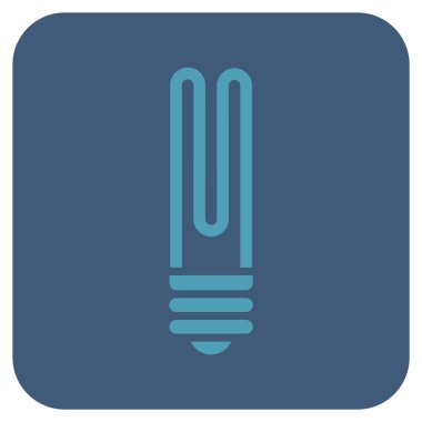 Floresan ampul düz kare vektör simgesi