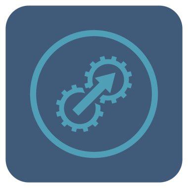 Dişli Tümleştirme düz kare vektör simgesi