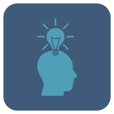 Dahi ampul düz kare vektör simgesi