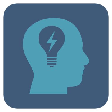 Kafası ampul düz kare vektör simgesi