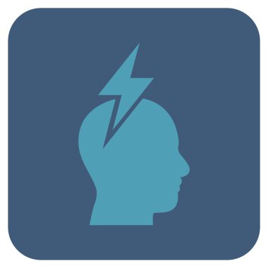 Baş ağrısı düz kare vektör simgesi