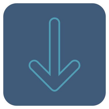 Düz aşağı yönlü ok vektör simgesi kare