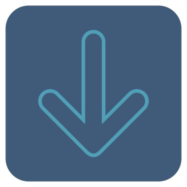 Düz aşağı yönlü ok vektör simgesi kare