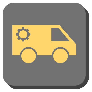 Hizmet araba yuvarlak kare vektör simgesi