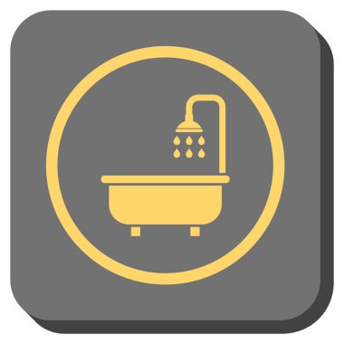 Duş Banyo yuvarlak kare vektör simgesi