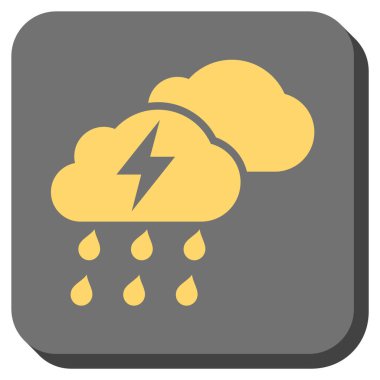 Fırtına bulutları yuvarlak kare vektör simgesi