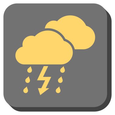 Fırtına bulutları yuvarlak kare vektör simgesi