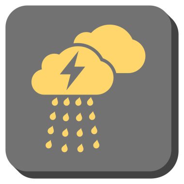 Fırtına bulutları yuvarlak kare vektör simgesi