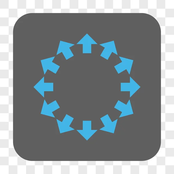 Flèches radiales arrondies Bouton carré — Image vectorielle