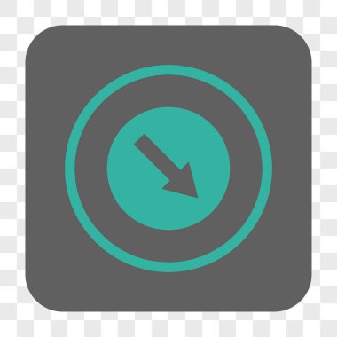 Aşağı doğru yuvarlak ok yuvarlak kare düğme