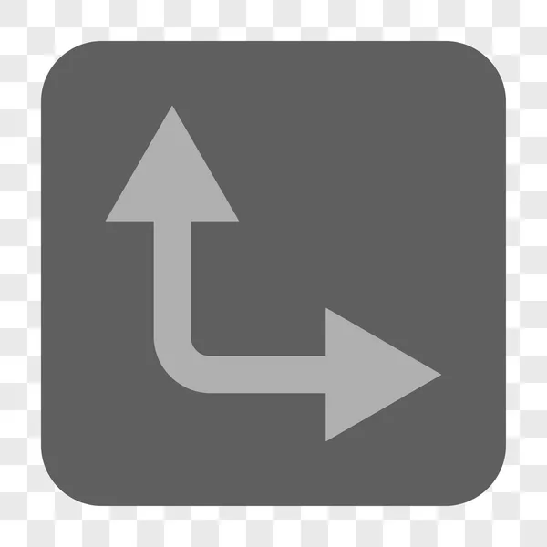 分岐矢印右まで丸みを帯びた正方形ボタン — ストックベクタ